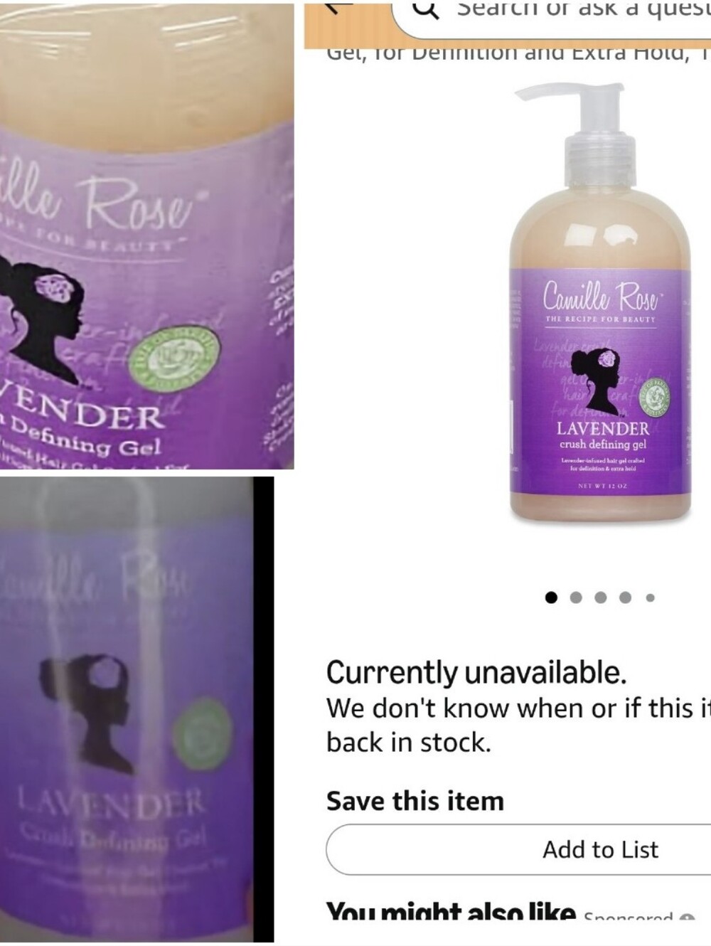 (1)Camille Rose Lavender Crush Curl Defining Hair Gel